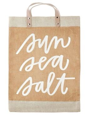 Sun Sea Salt Beige Jute Tote Bag